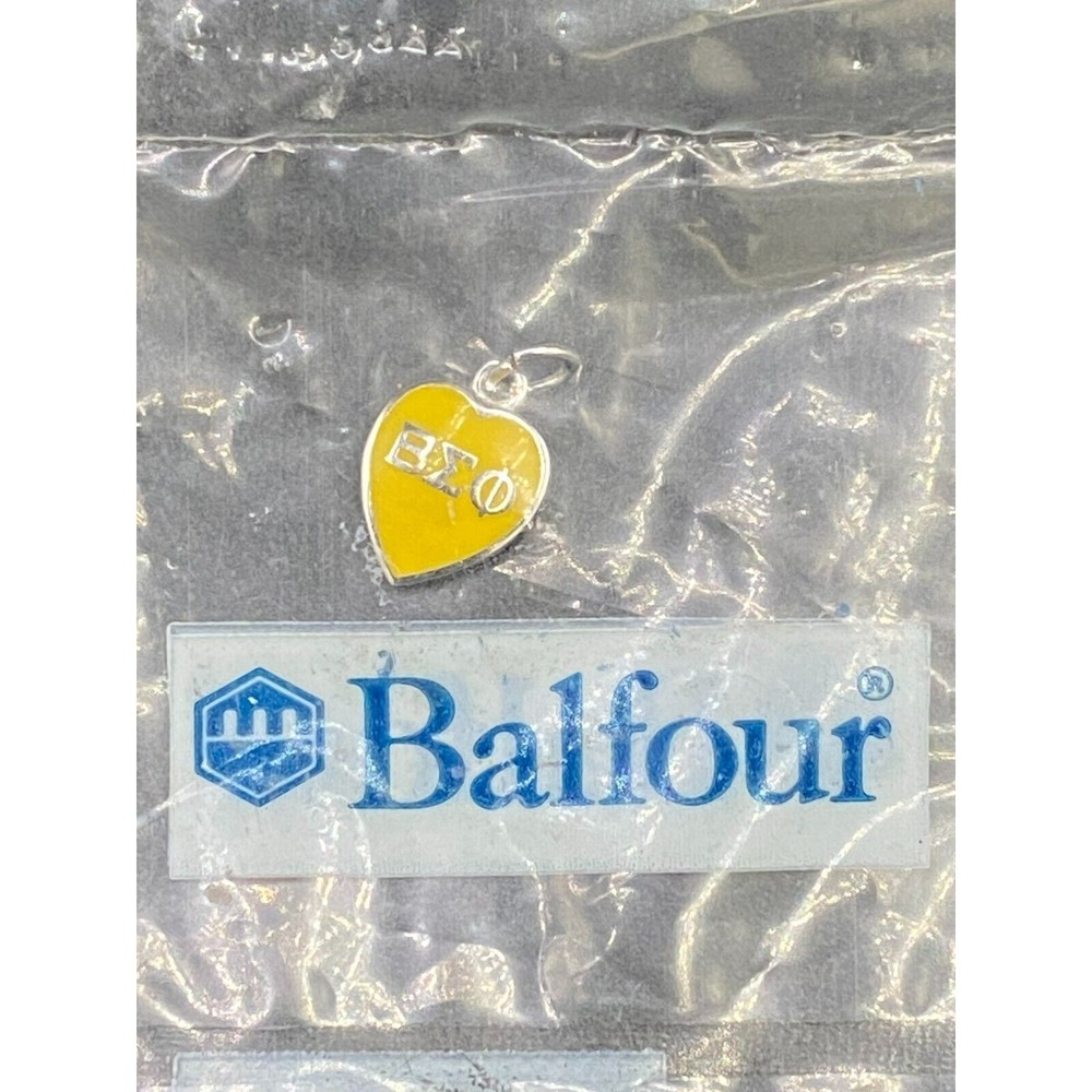 1988 Beta Sigma Phi Balfour Charm Silver and Yellow Enamel - Vintage